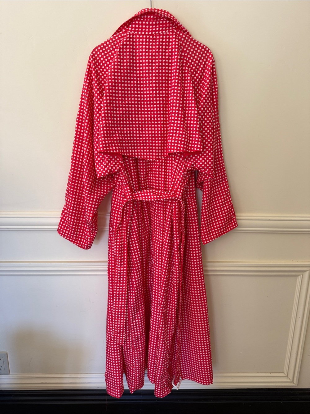 Whimsy Red White Polka Dot Rain Trench Coat Jacket by Mosaic Size XL - Picture 7 of 8